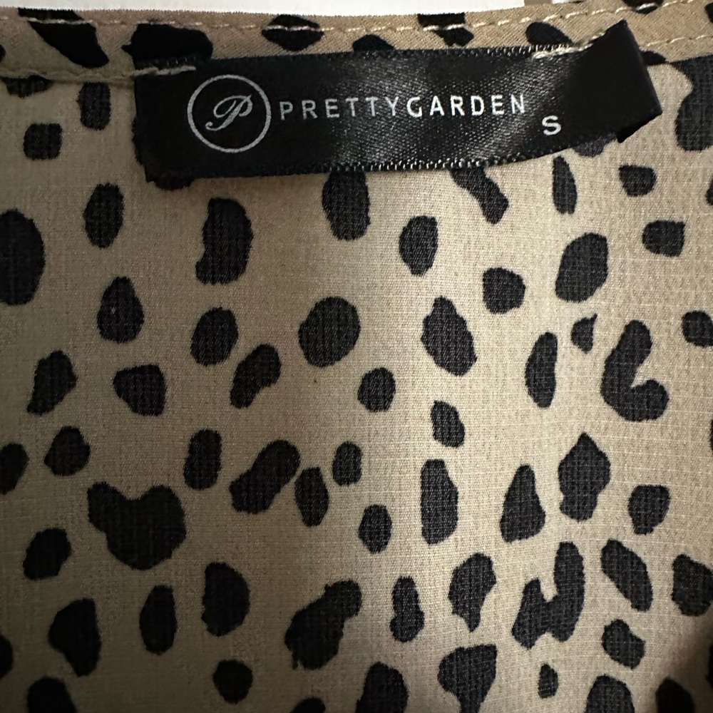 PrettyGarden Leopard Mini Dress, Long Sleeve, V neck, Chiffon Swing, Size Small - Picture 4 of 4